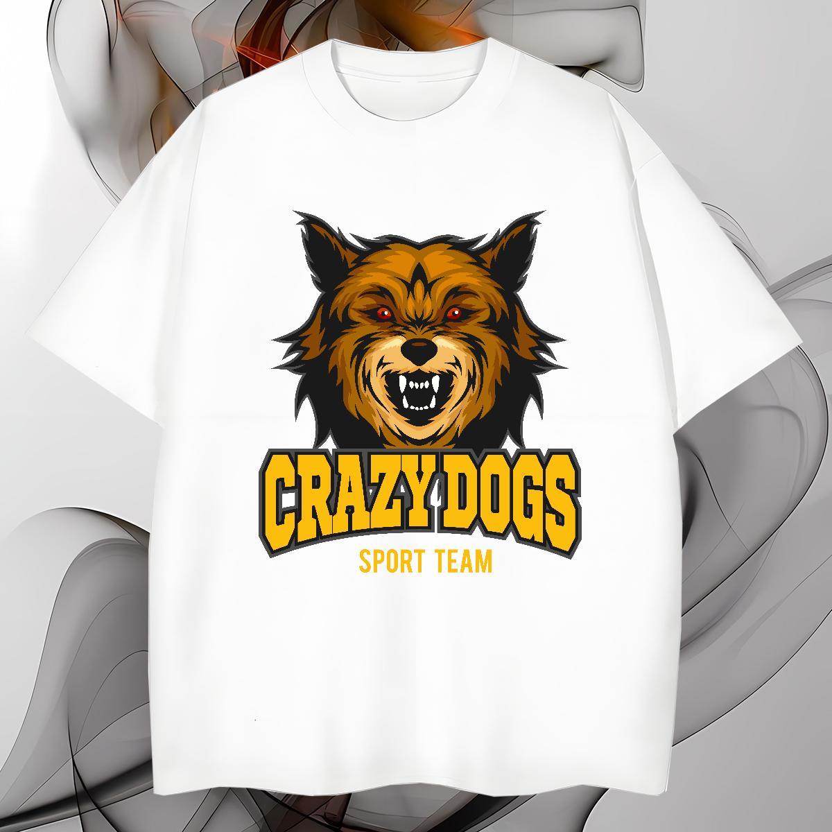 Comfortable Man T Shirts crazy dog Breathable Home Outdoor Black Oversized 100% Cotton 230g Men Tops Tees New Arrival Tees Shirts