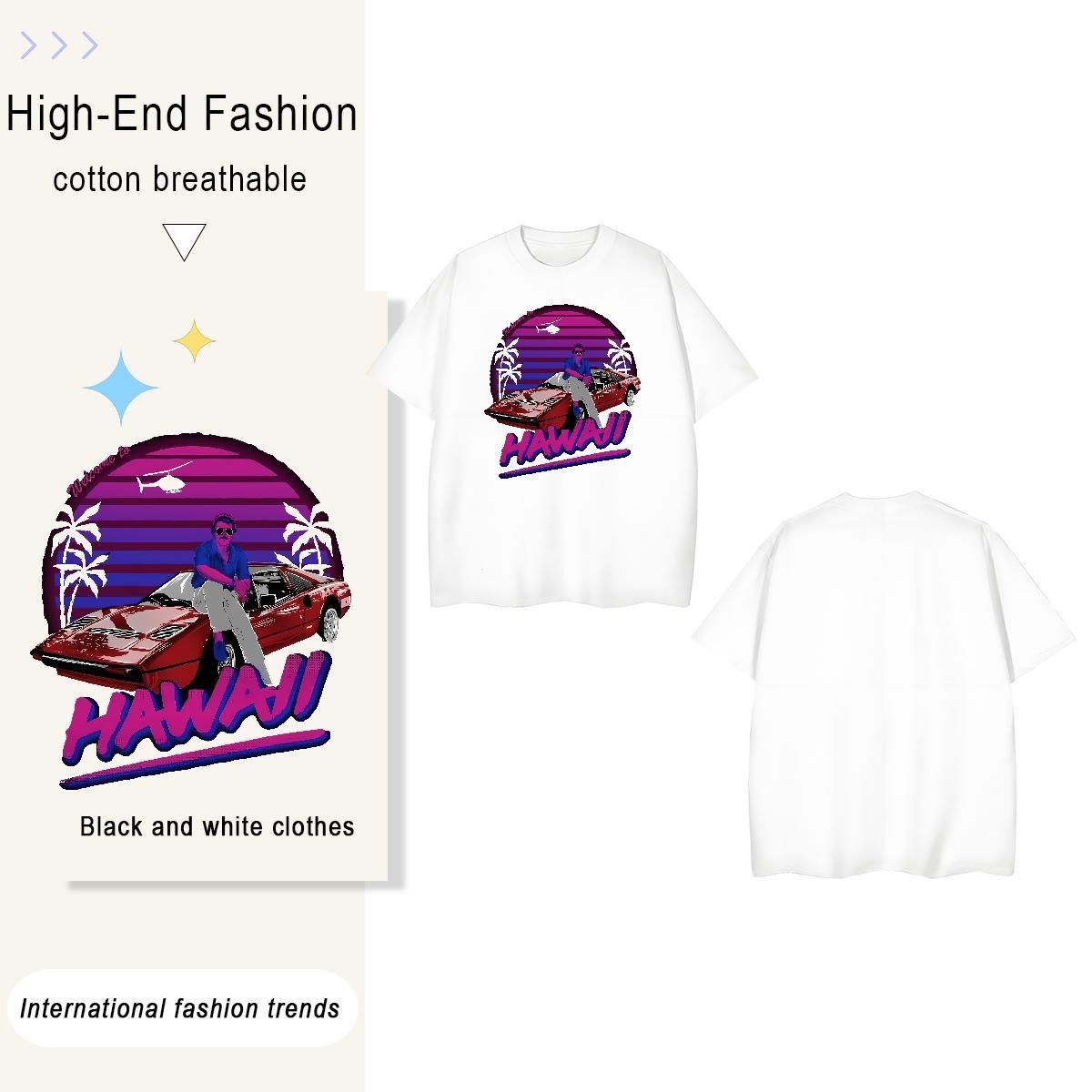Comfortable car 230g Cotton Couples T Shirts Daily Wear Breathable Short Sleeve T-Shirts for Men Fashion Casual Cartoon Printing L-4XL Tops