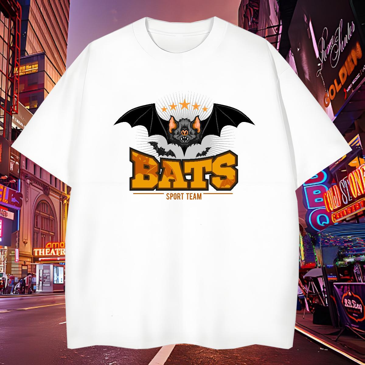 Cool Mens T Shirts bat O-Neck Short Sleeve Hip Hop Street White Plus Size 230g 100% Cotton Men Tops Tees Fashion New Clothings