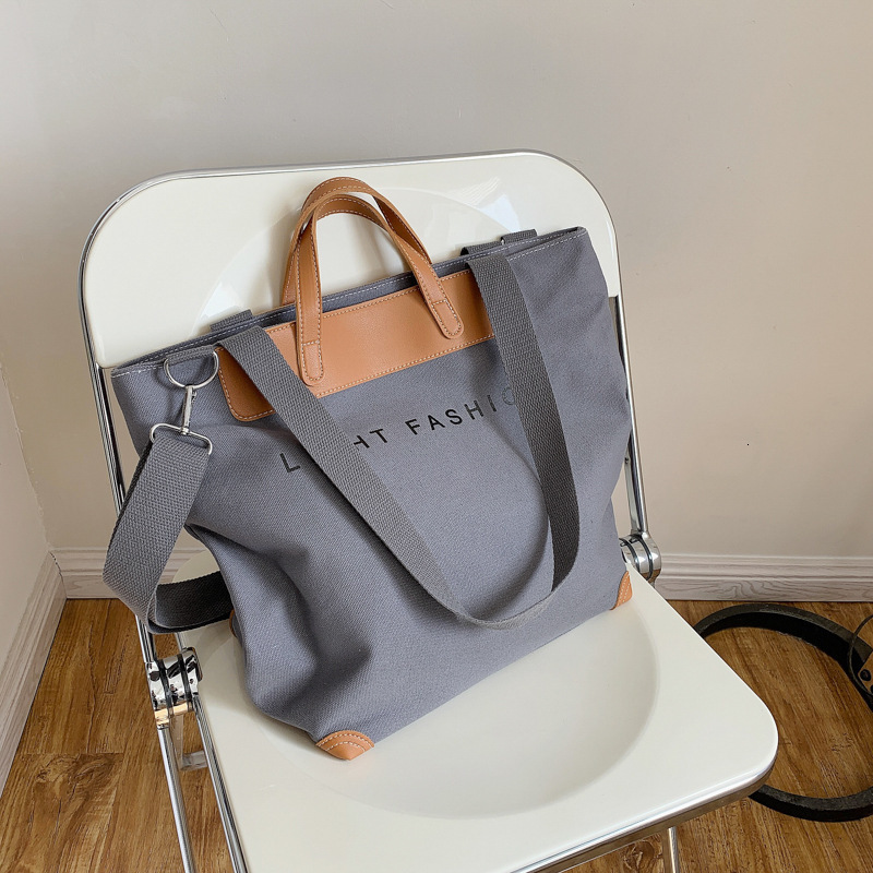 Leisure Korean trendy handbag, casual commuting shoulder college and high school big bag, women's canvas bag