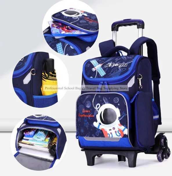 School bag with wheels for boys Primary School Rolling Trolley Bags Kids Daypack Knapsack Rucksack Carry-on Luggage with Wheels Y240820