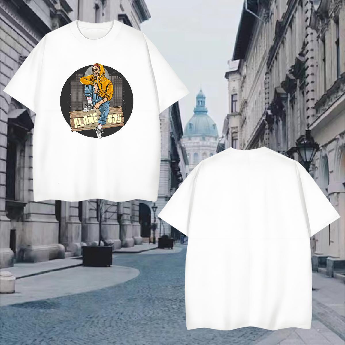 Unisex T shirt skull Crew Neck Street Wear Oversized 3XL 4XL 100% Cotton 230g Men Clothes T-Shirt New Tees Shirts