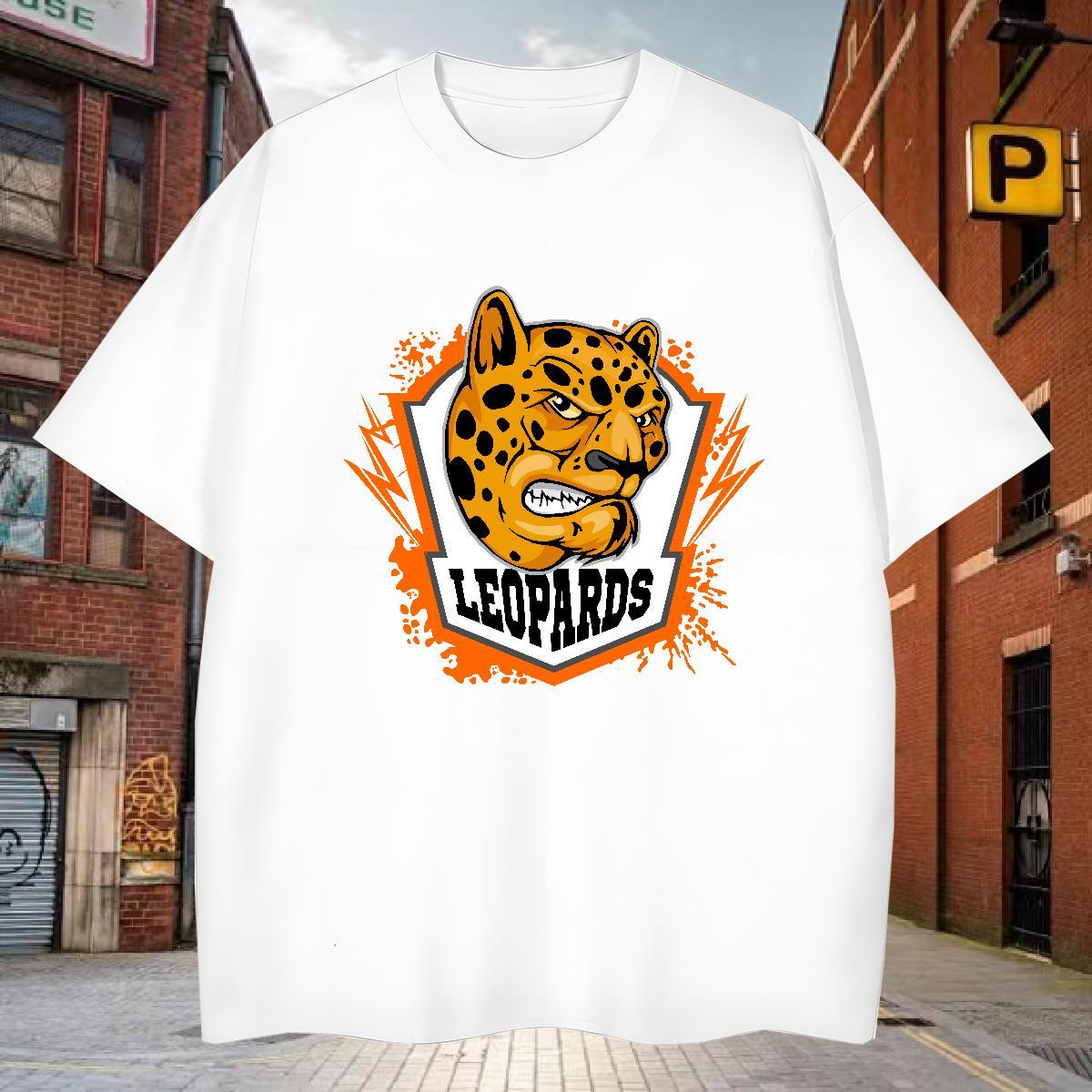 Loose Fit T-Shirts leopard Breathable Crew Neck Casual Beach Custom Print Plus Size 230g Pure Cotton Tshirt for Man Woman Fashion Casual Top Tees
