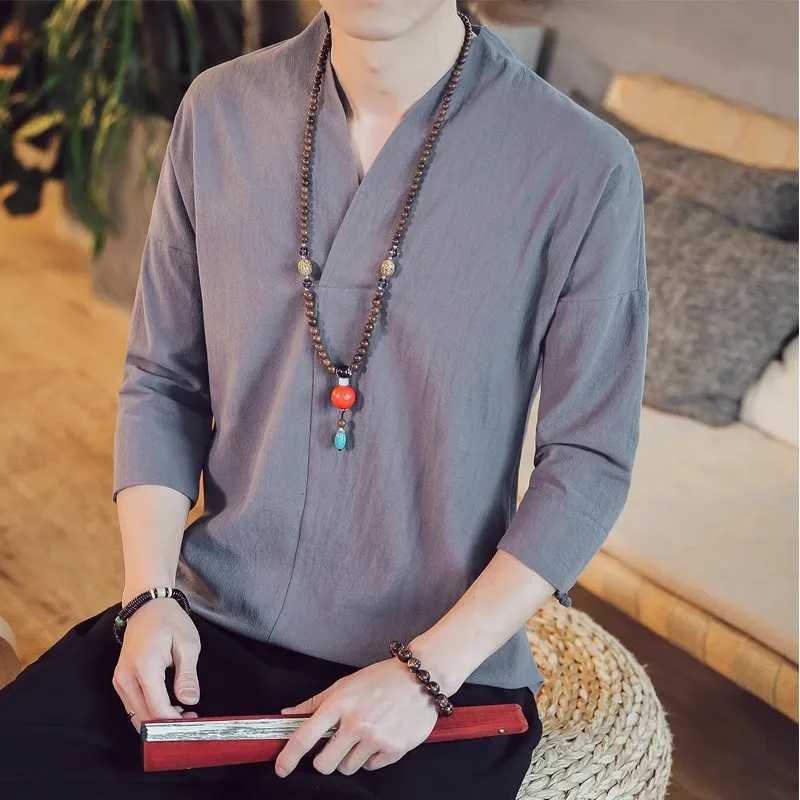 Kimono Japanese Men Short Half-Sleeve Shirts T-shirt Japan Harajuku Trousers Asian Male Summer Yukata Haori Cardigan CostumesXJ240819