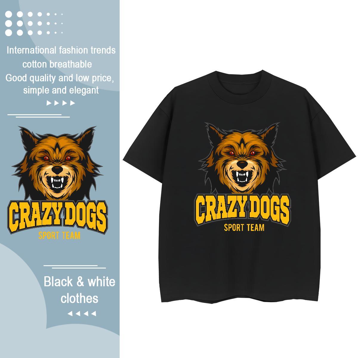 Designer T-Shirts crazy dog Breathable Short Sleeve Outdoor DIY Anime 230g 100% Cotton Tshirts New Tee Shirt