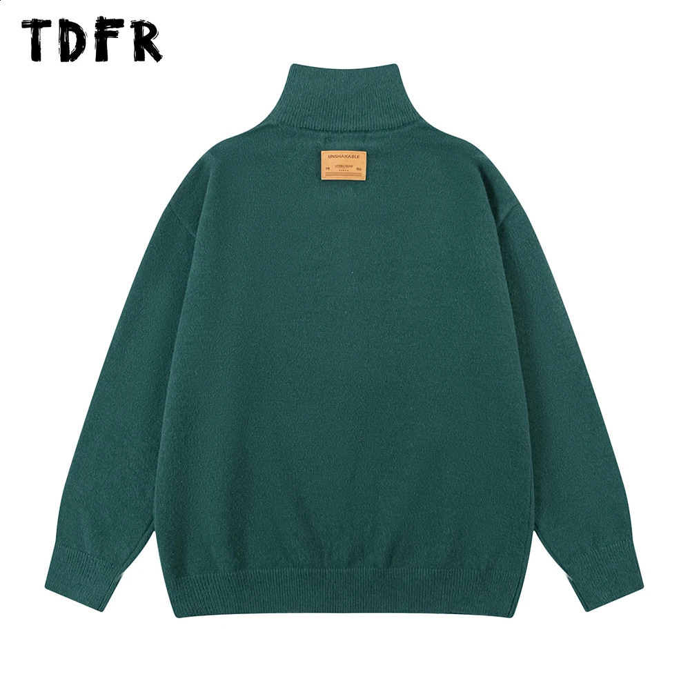 Puppy Embroidery Sweater Mens Autumn Winter Casual Standing Collar Half Zipper Long Sleeve Knitted Floral Style 240819
