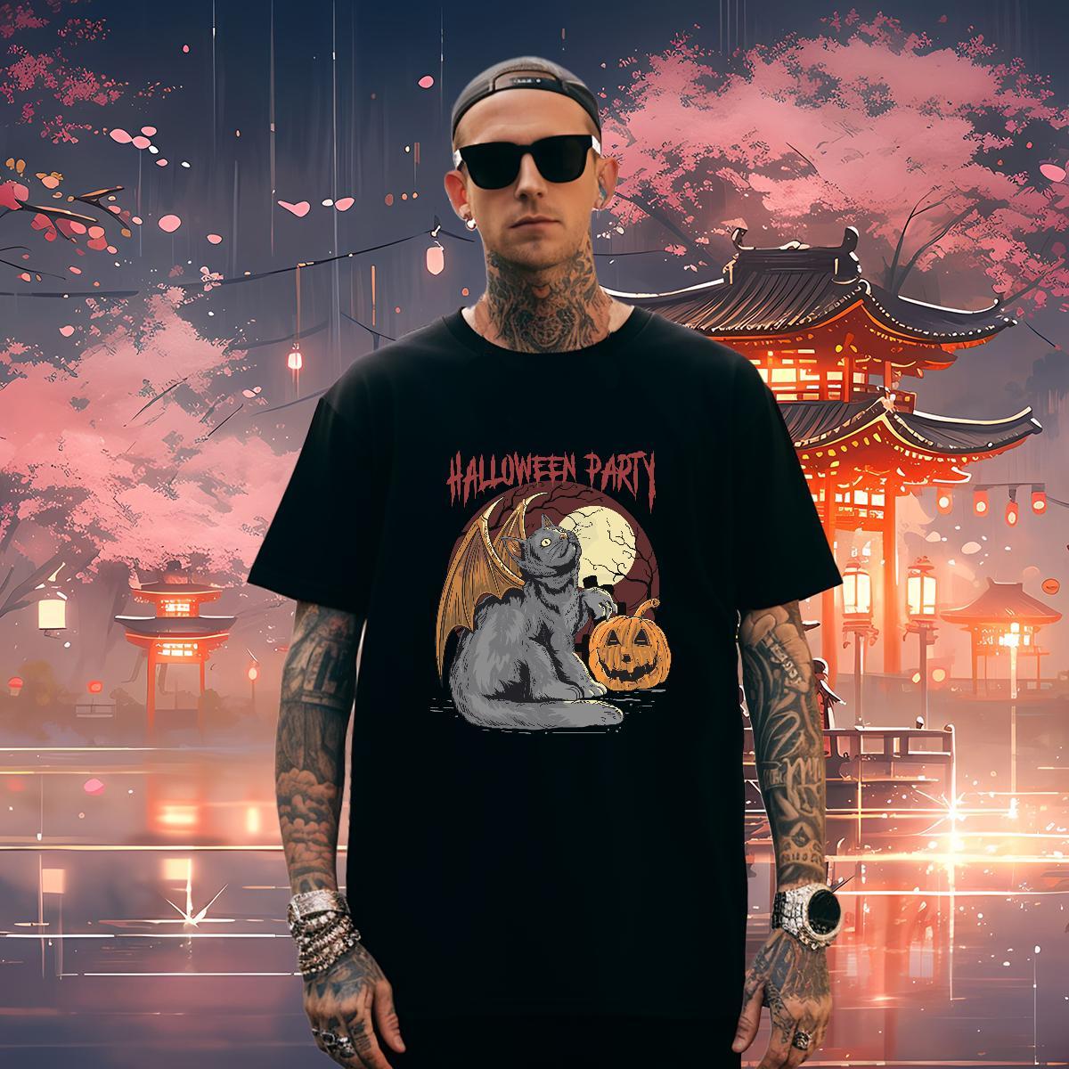 Free Shipping Mens T Shirts halloween Breathable Crew Neck Hip Hop Plus Size Custom 230g Cotton Tshirts 2024 Summer Polos