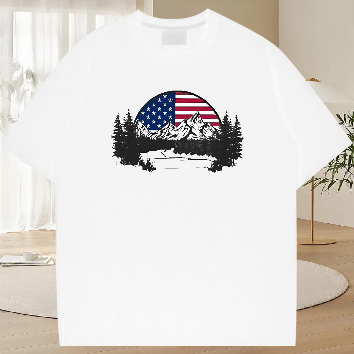 Loose Fit Tshirt for Man Woman Summer Casual 230g Pure Cotton Plus Size Custom Breathable Soft mountains Men T Shirts Factory Direct Top Tees