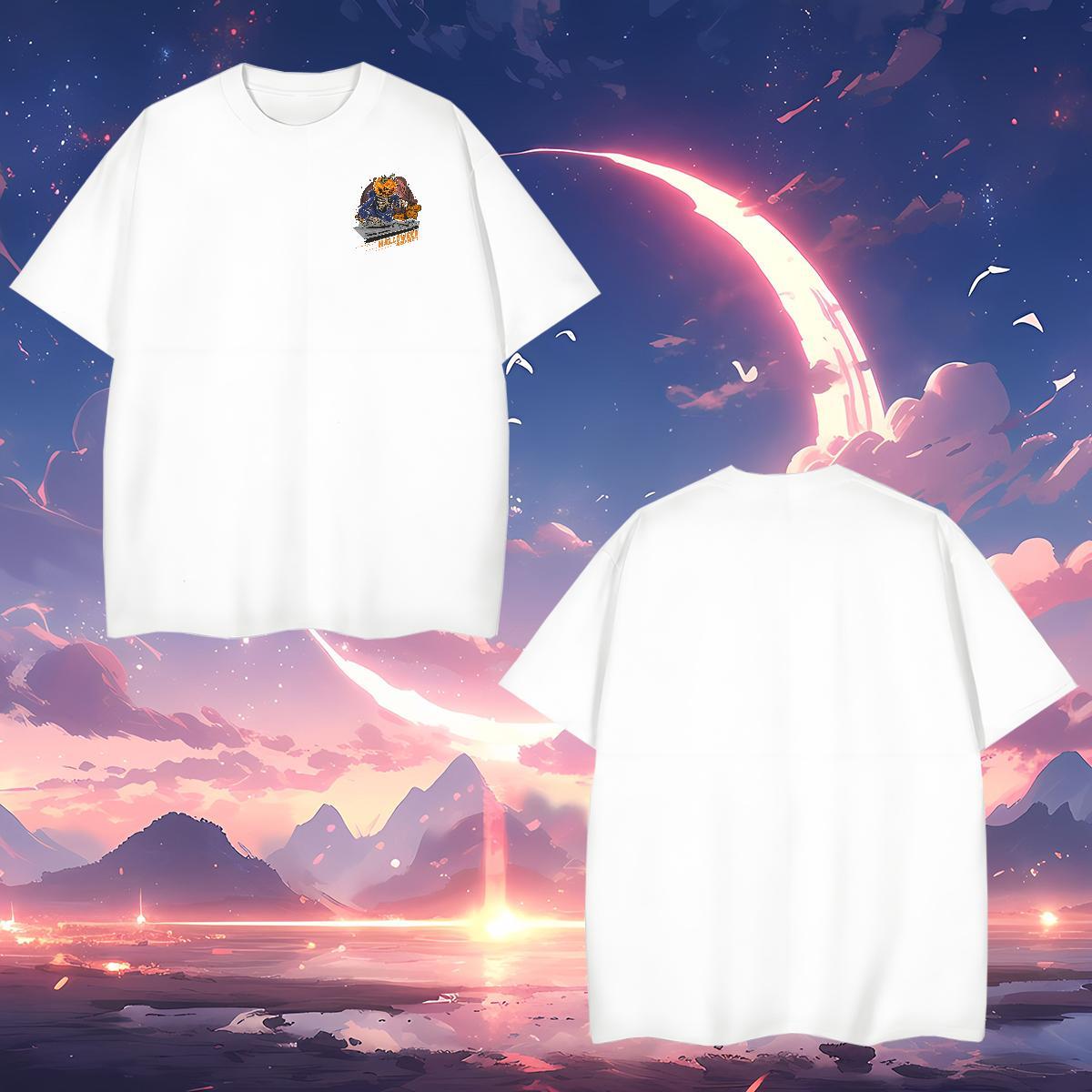 Classic Men Tees pumpkin Sports Casual 100% Cotton 230g Tops Shirt Crew Neck Breathable Comfortable T shirt White Plus Size