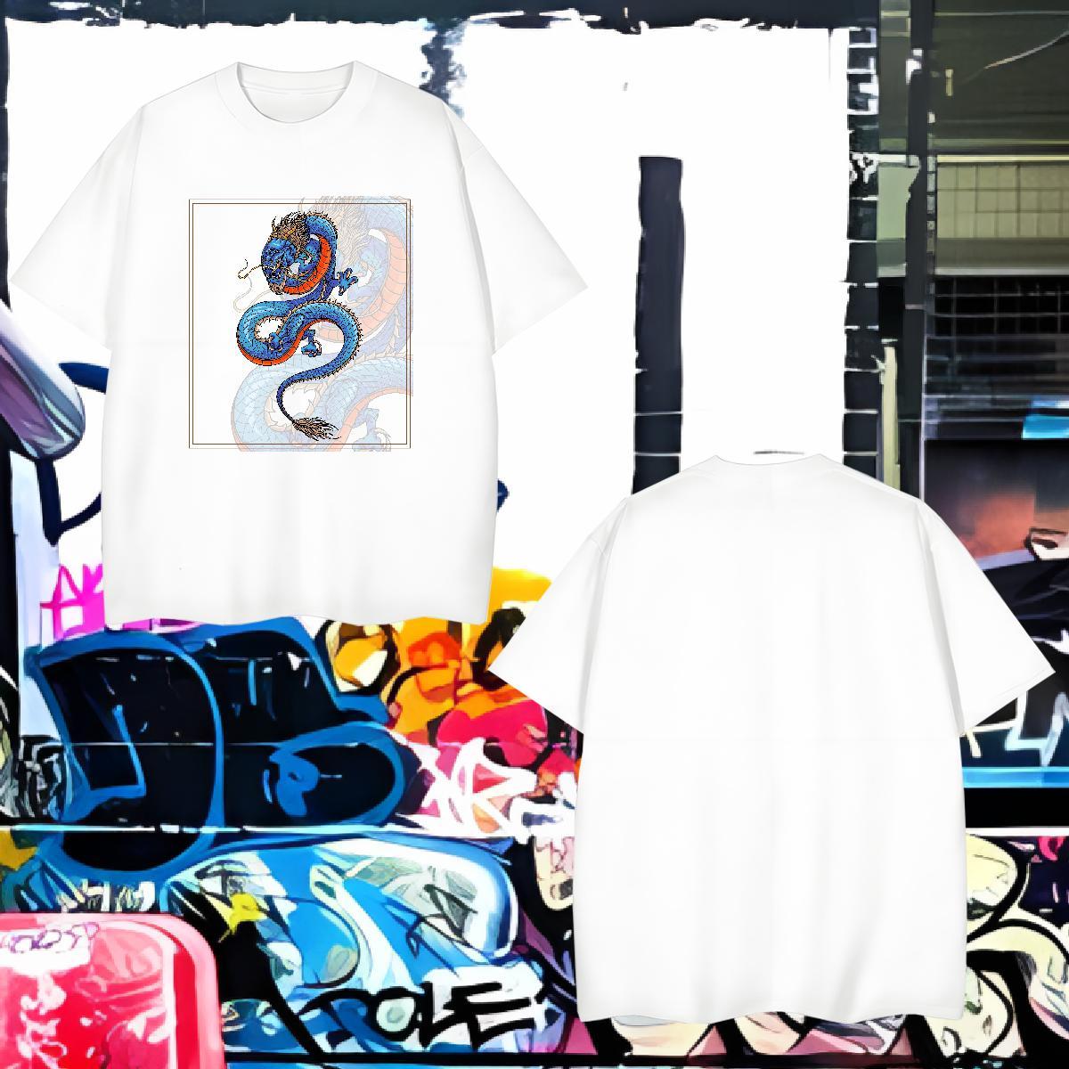 Man T Shirts 230g 100% Cotton dragon Casual Daily Wear Short Sleeve Soft DIY Tshirt for Man Woman Customized Popular Tees