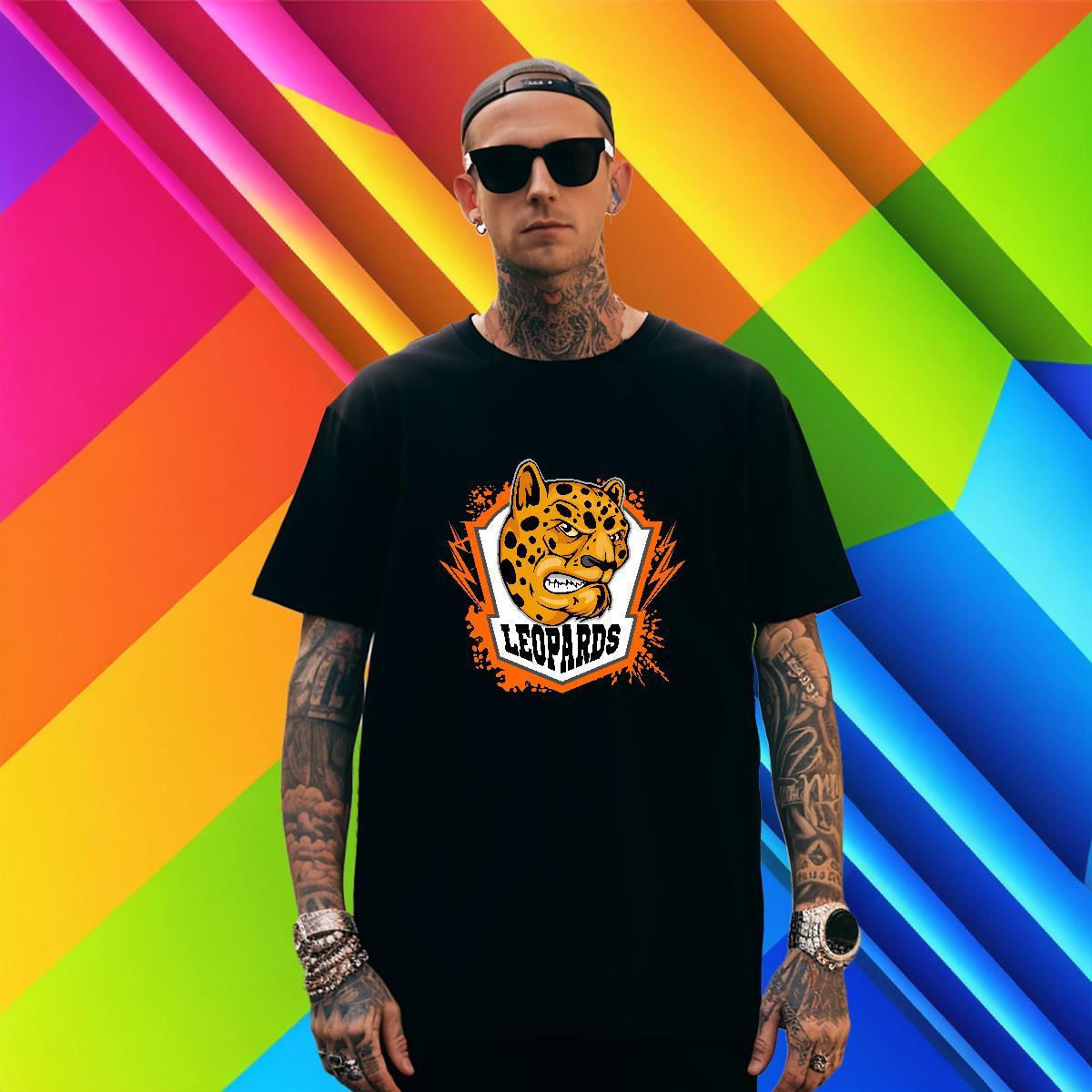 Wholesale T Shirts Men leopard Pure Cotton Casual Beach Custom Print Oversized 100% Cotton 230g Mens Tshirts Fashion Casual Polos