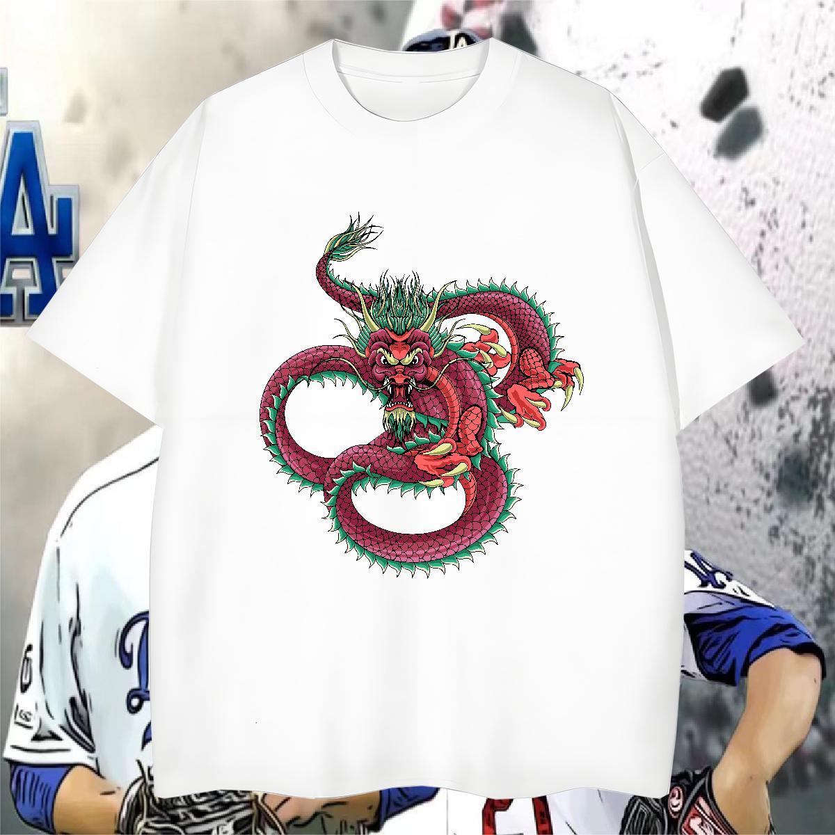 Man T Shirts 100% Cotton 230g dragon Sport Breathable Short Sleeve Anime Men Tshirts Customized Designer Tee Shirt