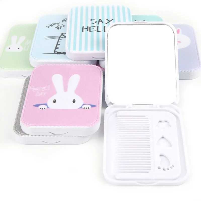 Hair Comb Cosmetic Mirror Set Cute Compact Pocket Mini Size Portable Travel Head Massager Relax Folding Mirror with Small Comb Y240819