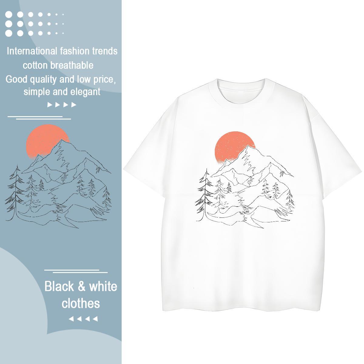 Fashion Womens Tshirts Casual Beach Breathable Crew Neck Tops Tees Designer Nice 230g 100% Cotton mountains Floral Print T Shirts Women