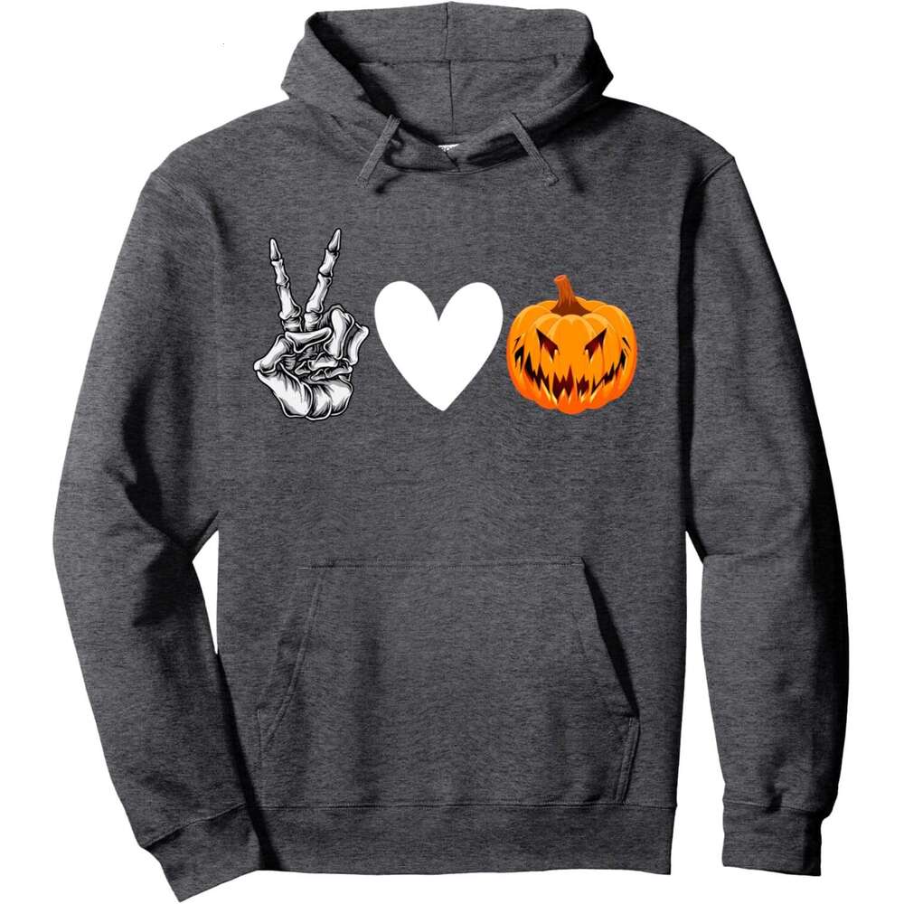 Hoodie for Mens Womens Halloween Skeleton Peace Love and Pumpkins Fall Pullover Hoodie Hoodies sweatshirt pullover jacket Long sleeve 2025