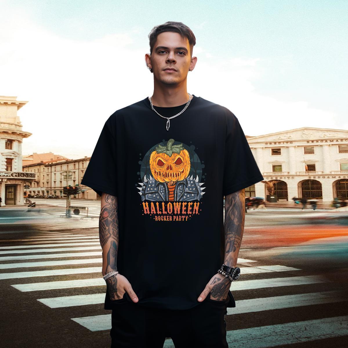 Free Shipping T-Shirts for Men halloween Breathable Short Sleeve Sports Casual Custom Cartoon 230g 100% Cotton Mens Tshirts Brand Tops Tees