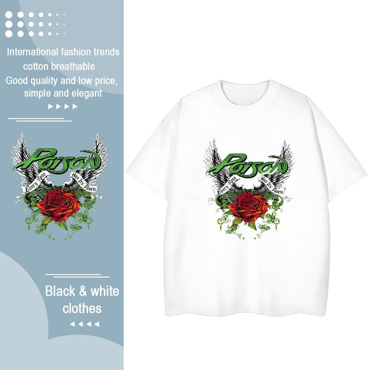 New Men Clothes T-Shirt rose Casual Daily Wear 230g Cotton Tops Short Sleeve O-Neck TOP Quality T-Shirts for Men Custom Anime