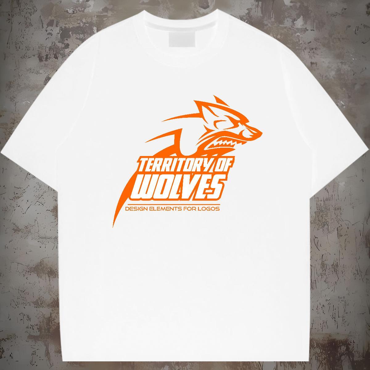 Cool T Shirt For Man wolf Round Neck Short Sleeve Home Outdoor Custom Anime 230g 100% Cotton Couples T Shirts Classic Casual Tshirts