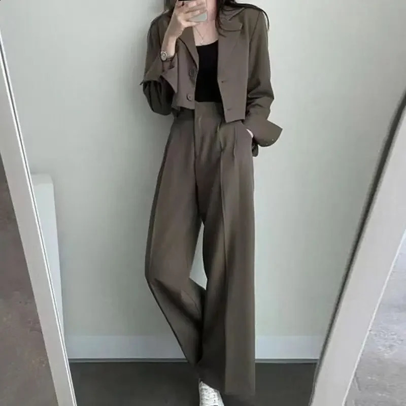 3 Pieces Women Western Pants Sets Spring Autumn Solid Korean Clothing Simple Long Sleeve Cardigan Coat Fashion Femal Casual Suit 240819