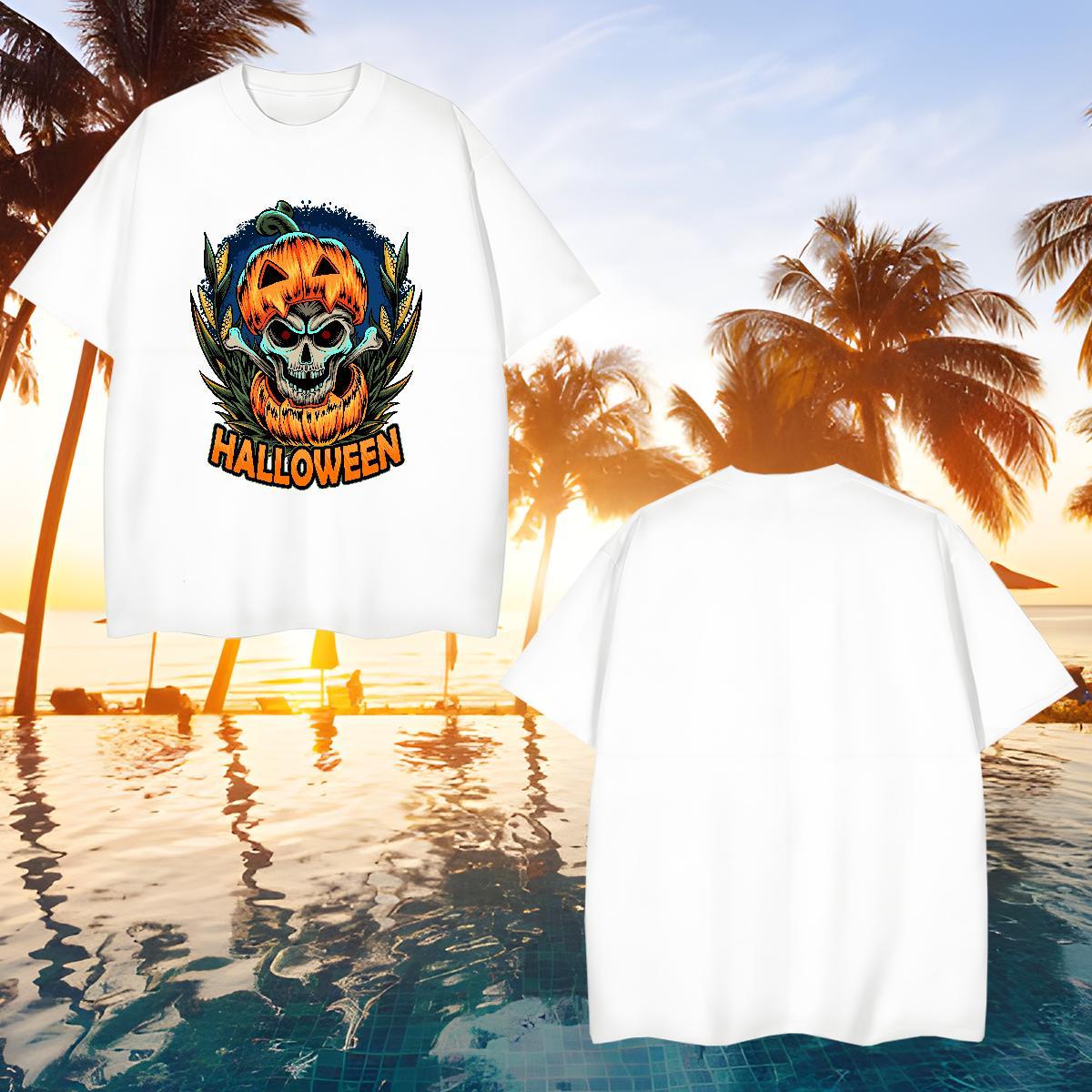 Comfortable T Shirt For Man halloween Breathable Short Sleeve Casual Beach DIY Printed 230g 100% Cotton Couples T Shirts Designer Tees