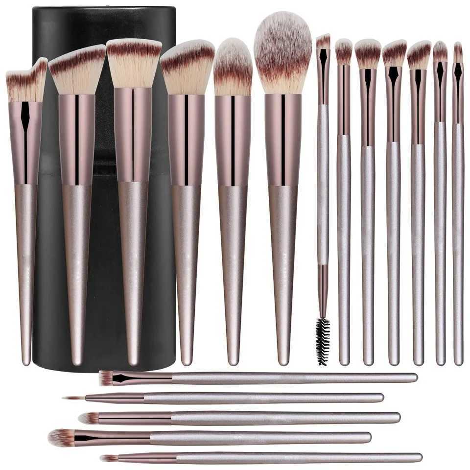 Makeup Brush Set 18 Pcs Premium Synthetic Foundation Powder Concealers Eye shadows Blush Make-up for Women with Black Case M240820