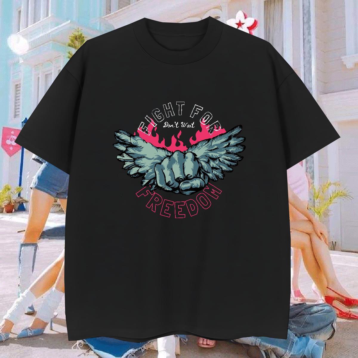 T shirt 230g Cotton wing Summer Casual Short Sleeve Soft Oversized Men Tshirts Classic Cool Tees