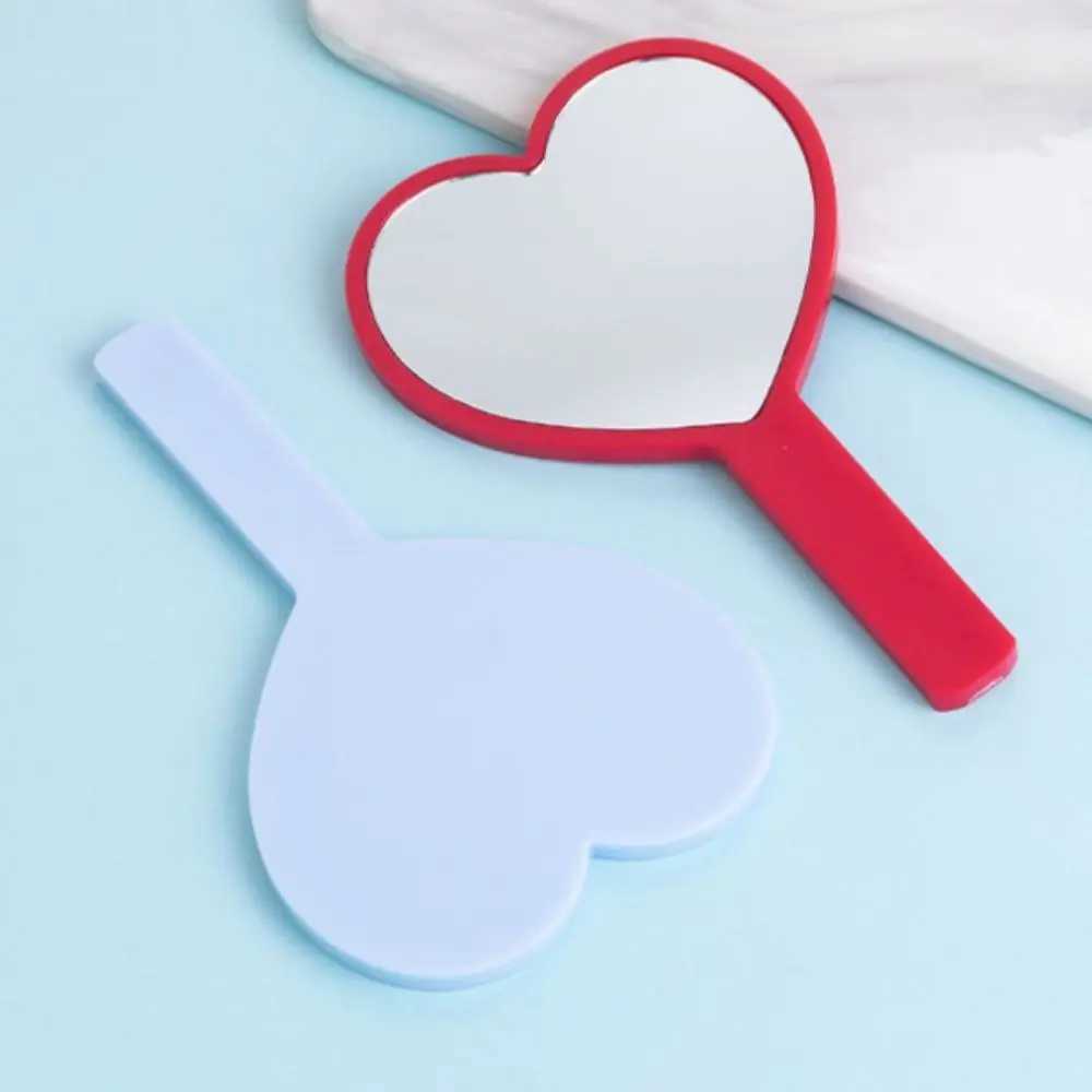 Cute Handheld Makeup Mirror Heart-shaped Vanity Mirror SPA Salon Makeup Vanity with Handle Hand Mirror Cosmetic Mirror Y240819