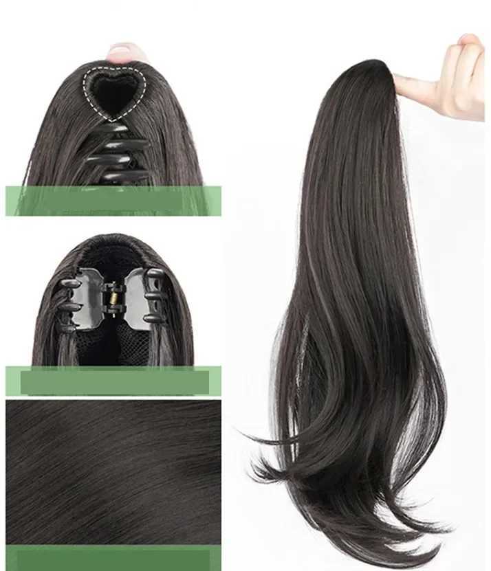 Fashionable and elegant 45cm natural fluffy curly twisted braided high ponytail grab clip wig spicy girl boxing long wave fake ponytail extension W240
