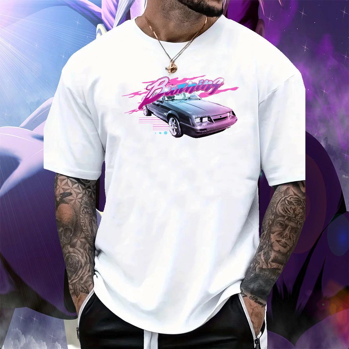 Comfortable car T-Shirts Anime Printing Street Mens Tshirts 100% Cotton 230g 2024 New Breathable Short Sleeve Plus Size Cartoon Tops Tees
