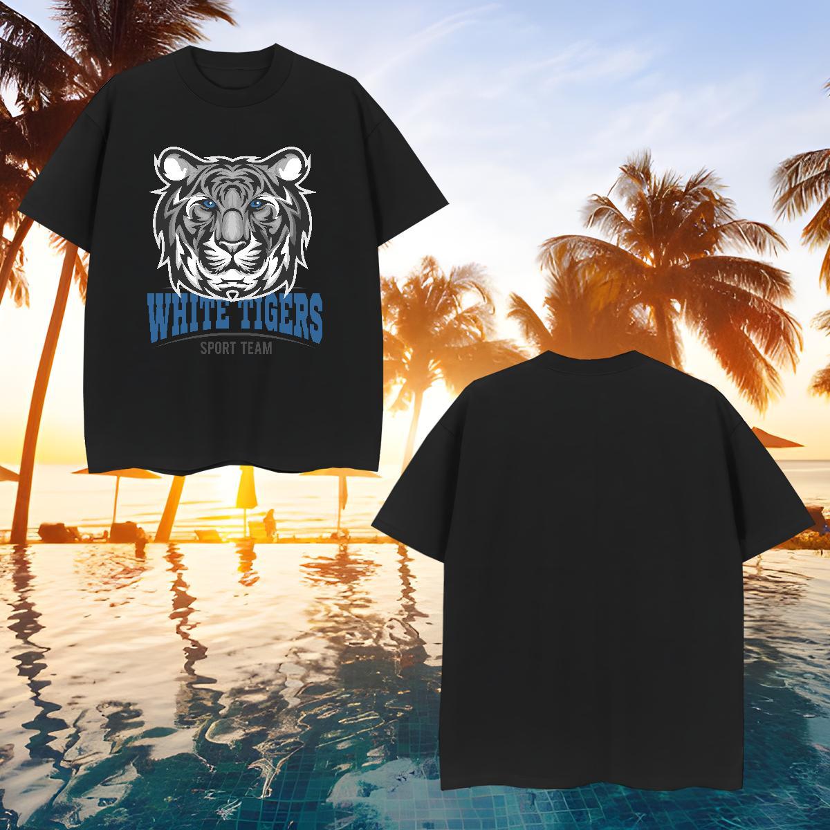 Comfortable T Shirts Men tiger Short Sleeve O-Neck Home Outdoor Asian Size 230g Cotton Mens Tshirts 2024 New Clothes