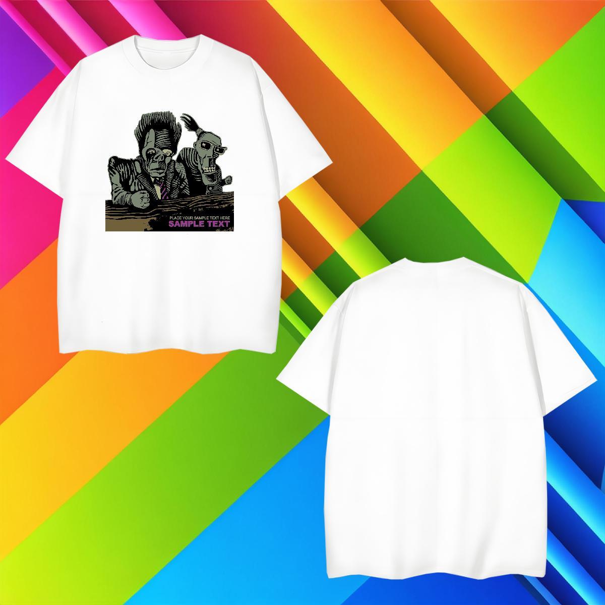 T Shirt For Man 230g Pure Cotton scary Street Breathable Crew Neck Cartoon Printing L-4XL Men Clothes T-Shirt Classic Cool Polos