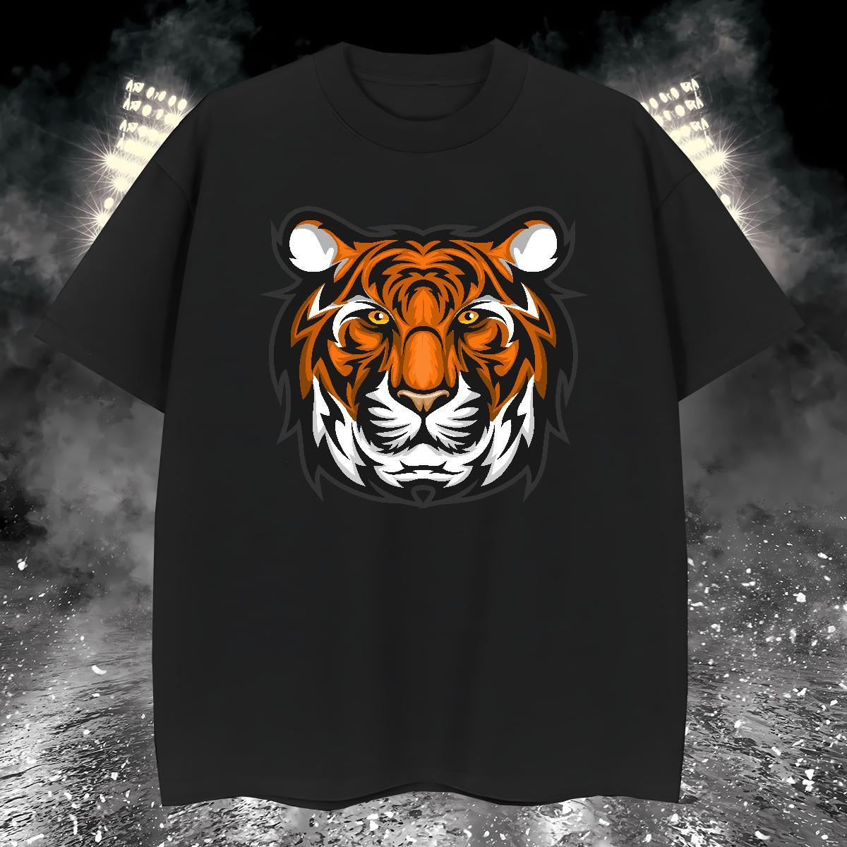 Comfortable T-Shirts for Men tiger Breathable Crew Neck Anime Printing Street Customized 230g Pure Cotton Tshirts Factory Direct Top Tees