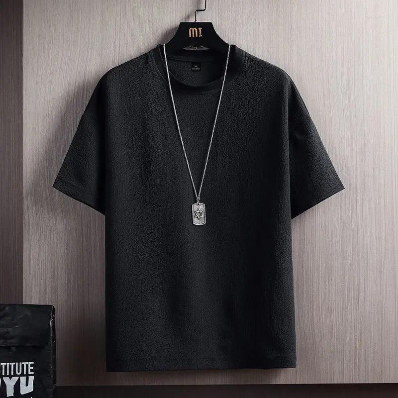 Men's T Shirts Arrival Cross-border Direct Supply Half Sleeve T-shirt Cotton Linen Blend Short Solid Color Fit Base Layer Top