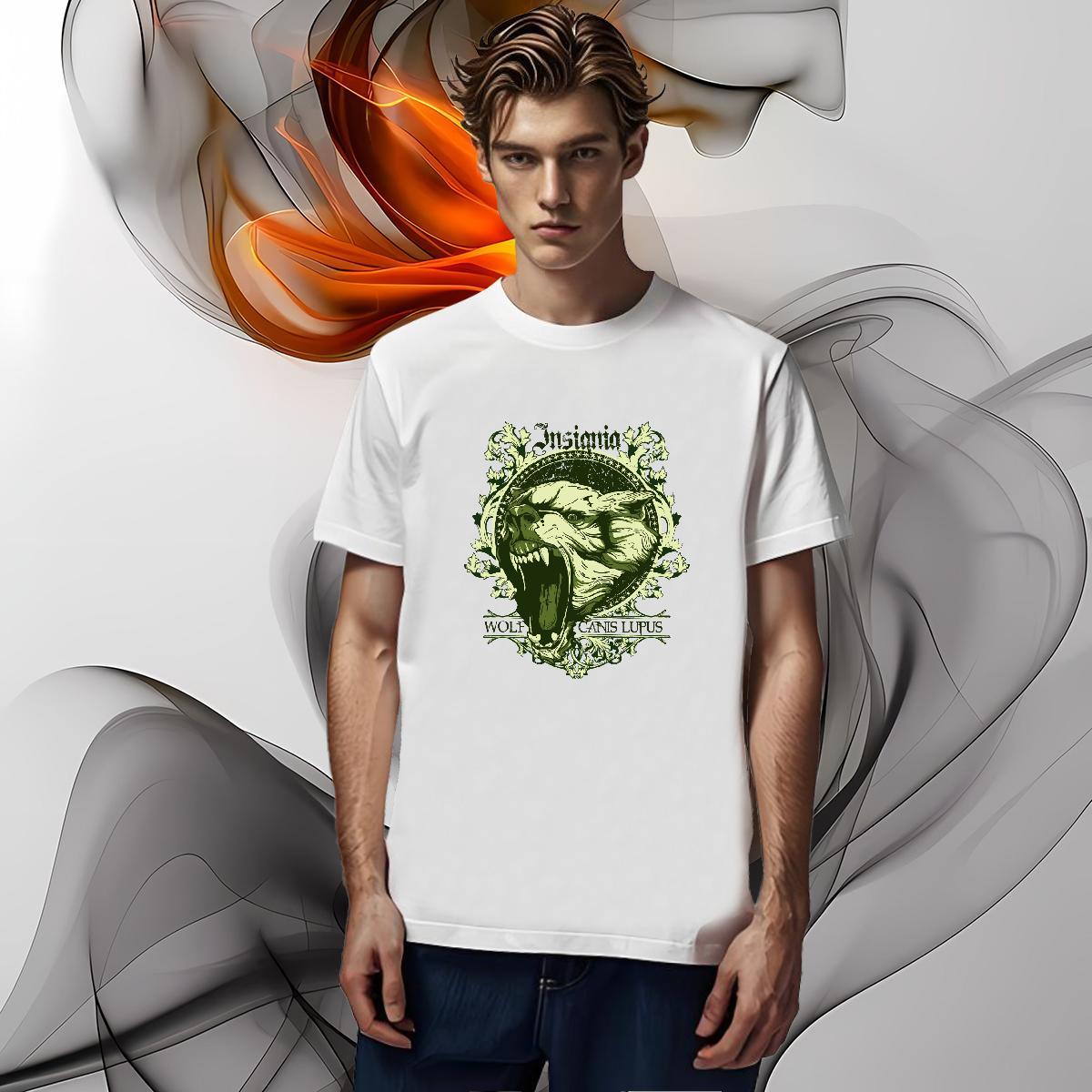 T Shirts Men 100% Cotton 230g lion Beach Round Neck Short Sleeve Anime Men Tshirts Classic Casual Cool Tops
