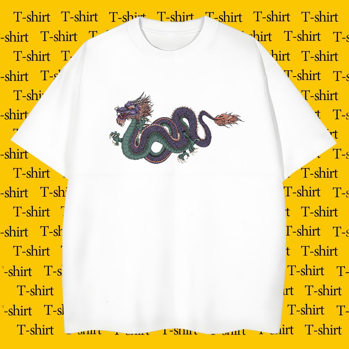 Designer dragon T Shirt For Man Street Men Clothes T-Shirt 100% Cotton 230g Fashion Casual Breathable Short Sleeve Cartoon Print Wear