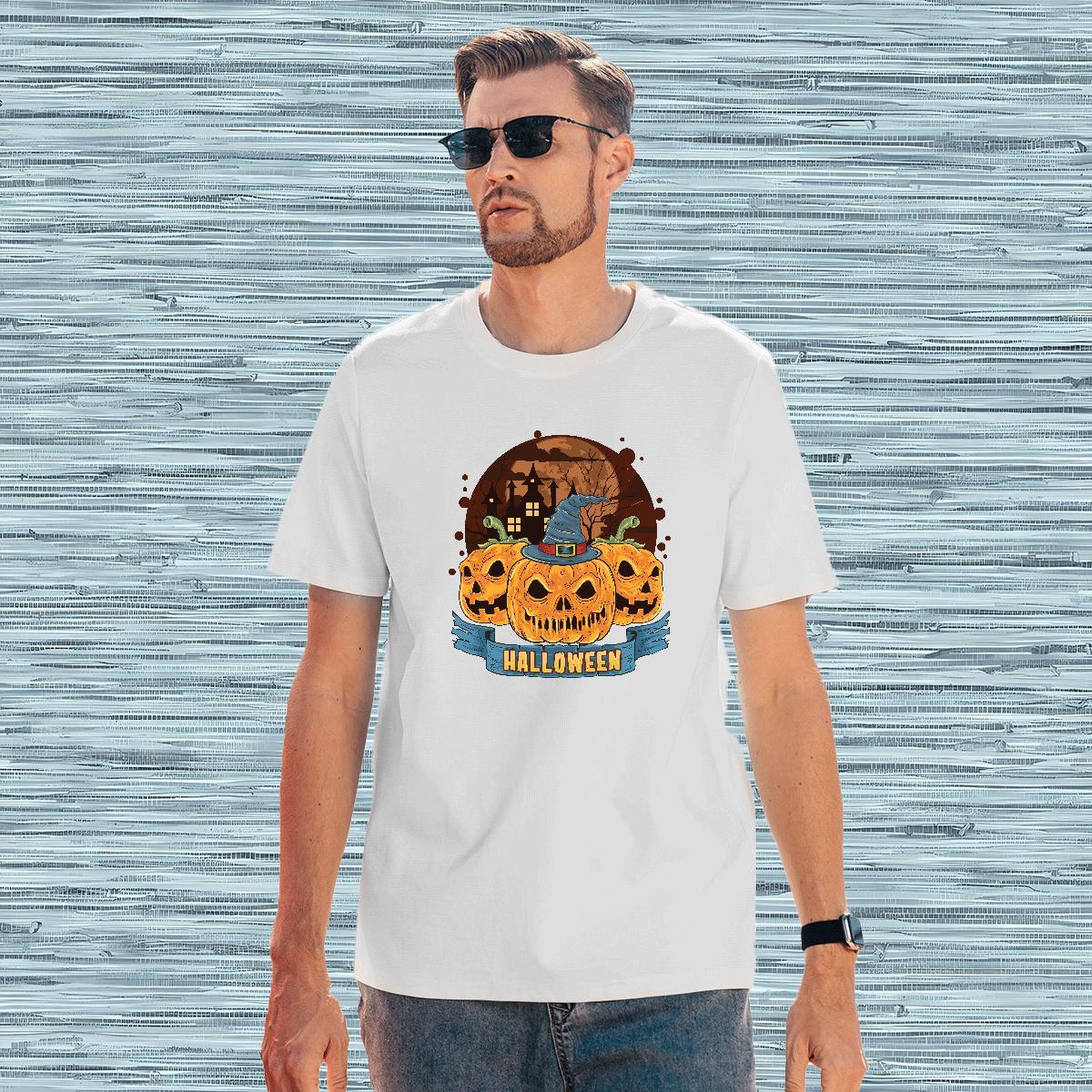 Classic Man T Shirts halloween Breathable Crew Neck Daily Wear DIY Printed 230g Cotton Men Tshirts Fashion Casual Tee Shirt