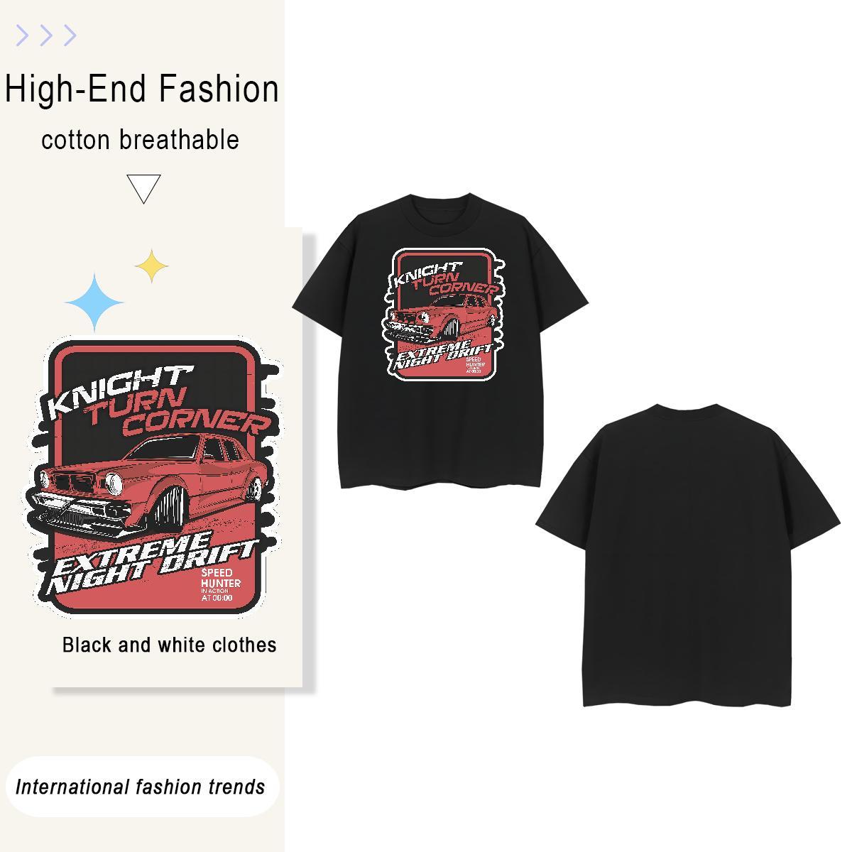 Loose Fit car 230g 100% Cotton Men Tshirts Casual Beach Breathable Short Sleeve Man T Shirts Brand Anime Top Tees