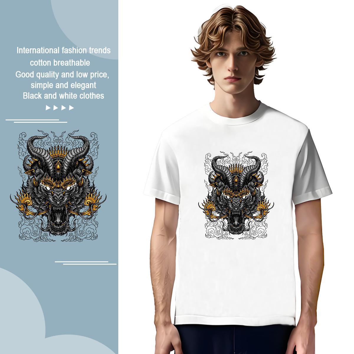 T shirt 100% Cotton 230g ferocity Beach Breathable Crew Neck Cartoon Print Couples T Shirts Customized Cool Design Polos