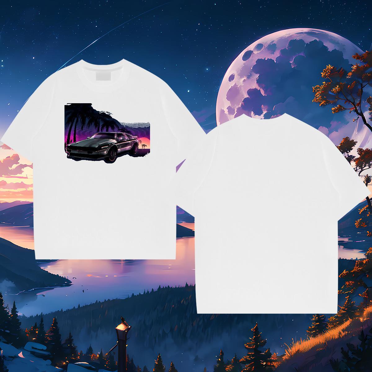 Loose Fit car 230g Cotton Tshirt for Man Woman Hip Hop Street Pure Cotton Mens T Shirts Classic Casual Custom Anime Polos