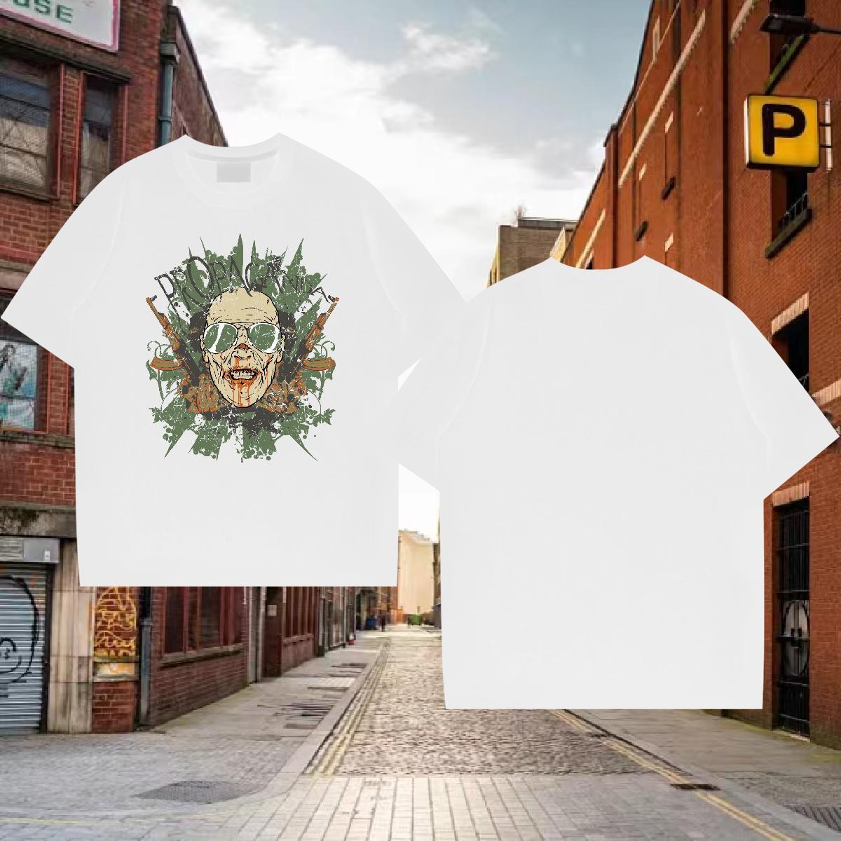 TOP Quality T-Shirts for Men long-barrelled gun Breathable Short Sleeve Street wear Hip Hop Customized Print 100% Cotton 230g Mens Tshirts Fashion Cas