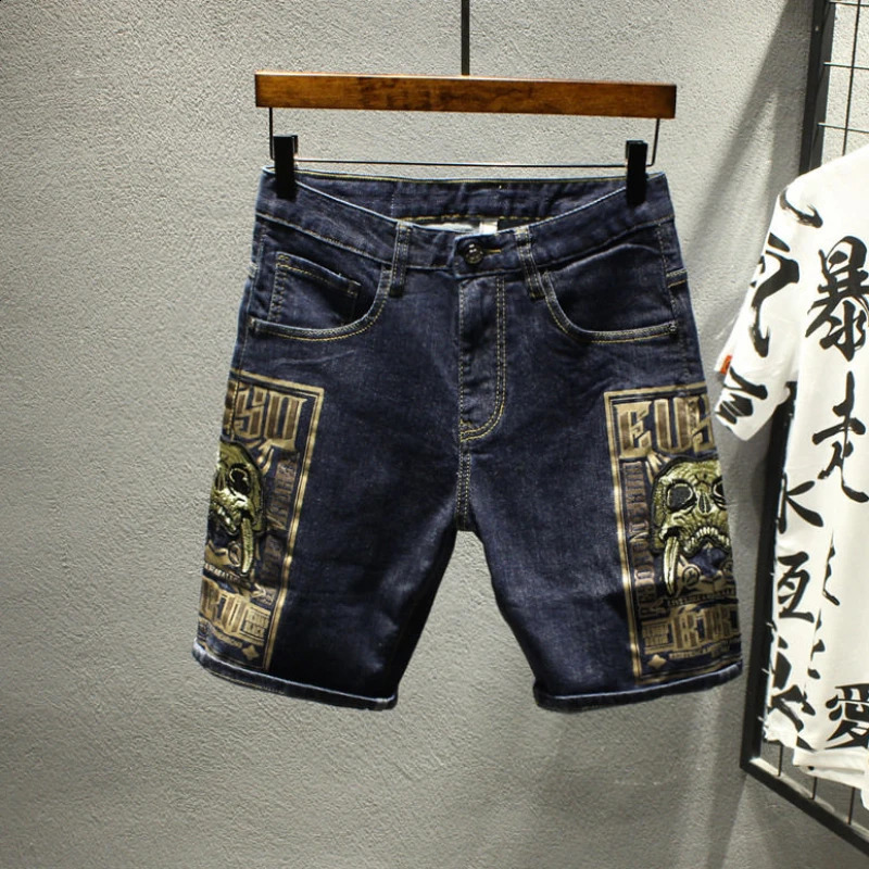 Mens short jeans pants printed graphics retro mens denim shorts Xxxl original thin Y2k fashion promotion 240819