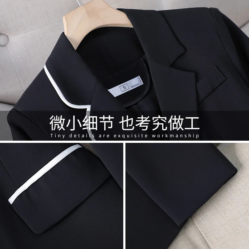 y white womens jacket slim fit set fashionable temperature formal elegant workwear Western style 240819