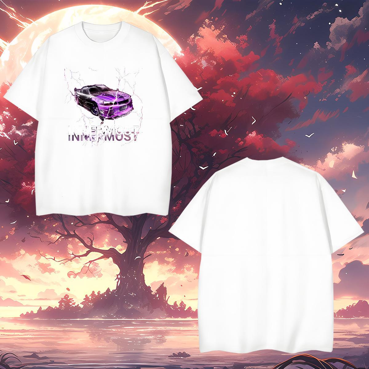 Comfortable car T Shirts Men Hip Hop Men Tops Tees 100% Cotton 230g Brand Pure Cotton Anime Tops Shirt