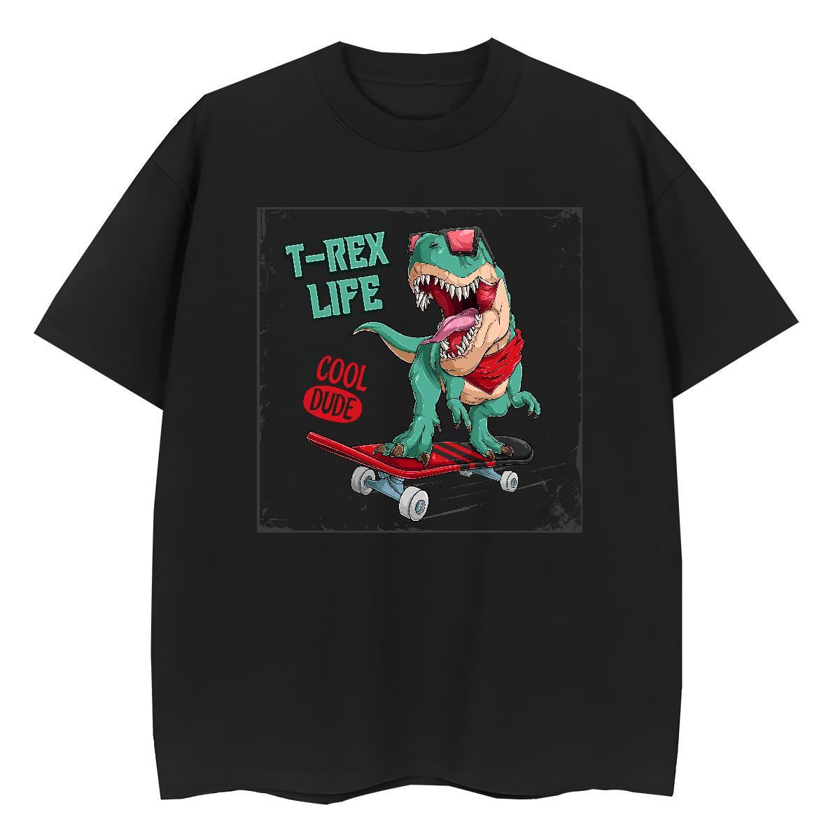 Classic Women Tees High Street Hip Hop Breathable Crew Neck Tee Shirt Free Shipping 230g Pure Cotton dinosaur DIY Anime Printed Womens T Shirts