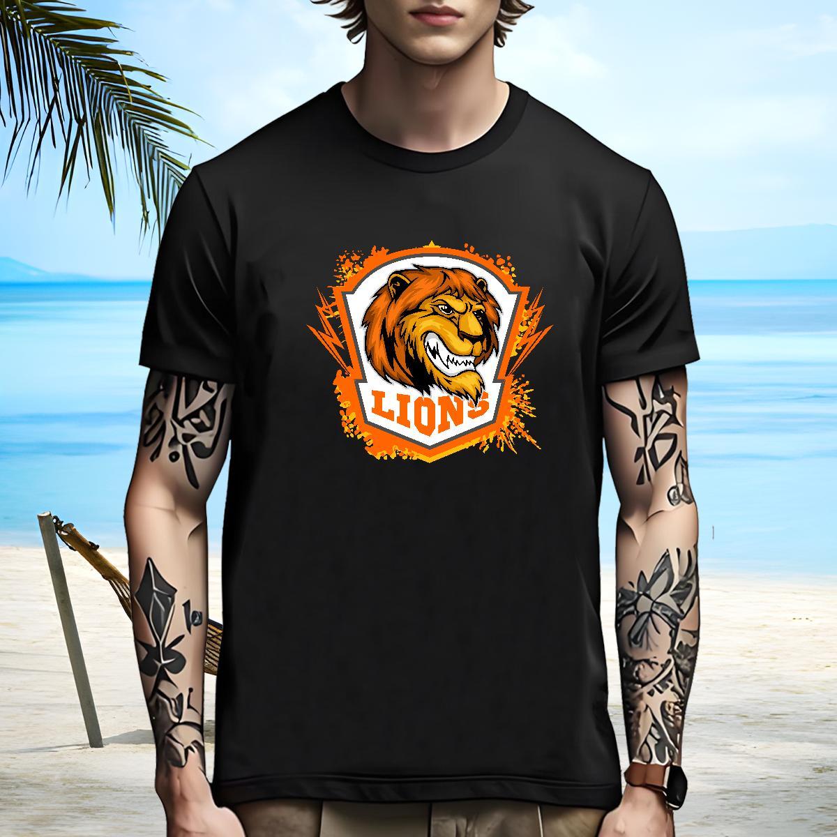 Popular Mens T Shirts lion Short Sleeve O-Neck Outdoor Black White 230g Cotton Couples T Shirts 2024 New Clothes