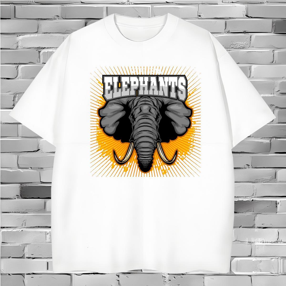 Factory Direct Men Tees elephant Daily Wear 230g 100% Cotton Top Tees Short Sleeve Soft Free Shipping Man T Shirts Customized