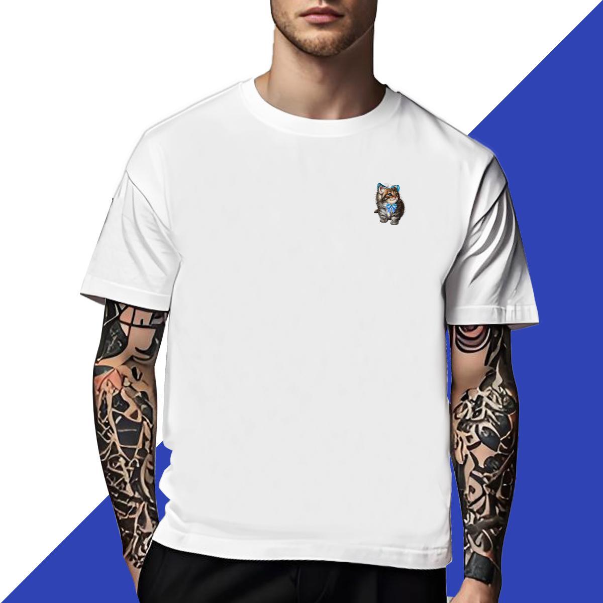Designer Men Tshirts cat Summer Casual 100% Cotton 230g Polos Breathable Short Sleeve Comfortable T shirt Custom Printed