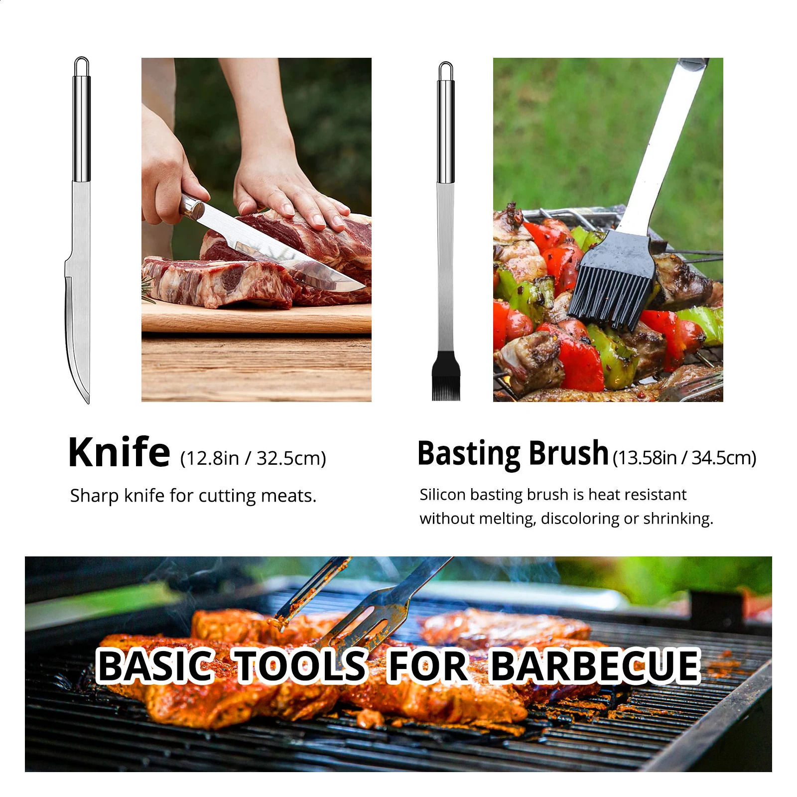 stainless steel grill set nine piece barbecue combination tool outdoor 240820