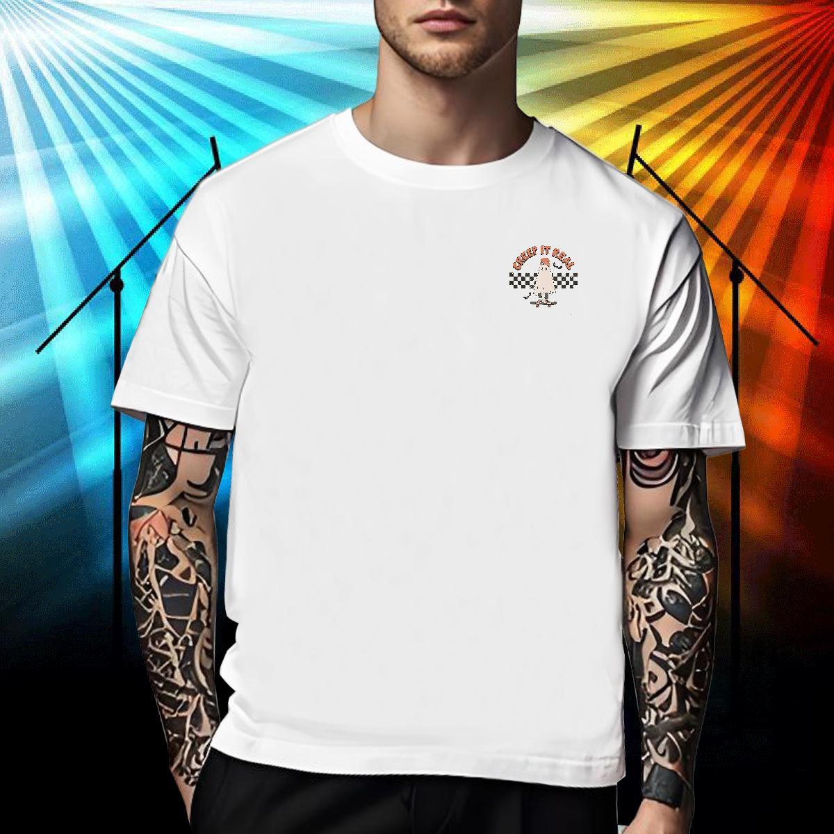 Classic Men Tees halloween Sports Casual 230g Pure Cotton Tshirts O-Neck Short Sleeve Wholesale T shirt Floral Print