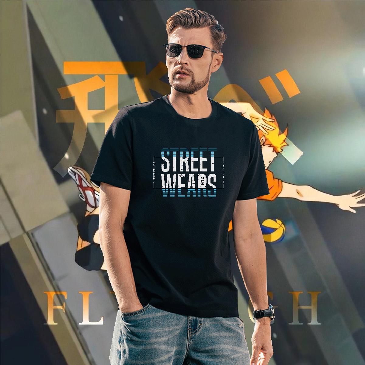 Free Shipping letter 230g 100% Cotton Tshirts Street Crew Neck Breathable Man T Shirts Fashion Design White Plus Size Tees